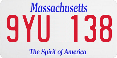 MA license plate 9YU138