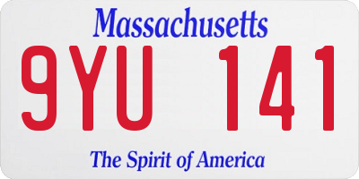 MA license plate 9YU141