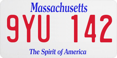 MA license plate 9YU142