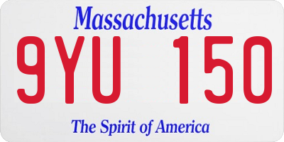 MA license plate 9YU150