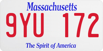 MA license plate 9YU172