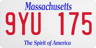 MA license plate 9YU175