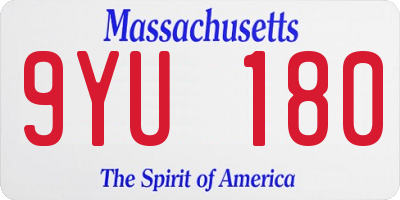 MA license plate 9YU180