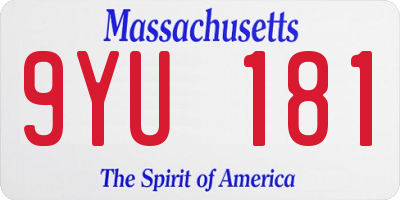 MA license plate 9YU181