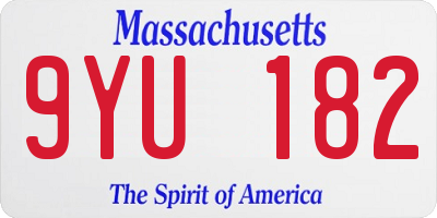 MA license plate 9YU182