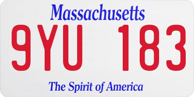 MA license plate 9YU183