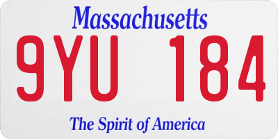 MA license plate 9YU184