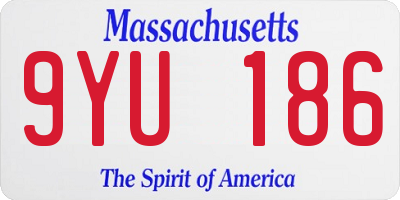 MA license plate 9YU186