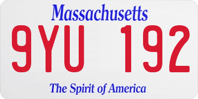 MA license plate 9YU192