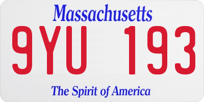 MA license plate 9YU193