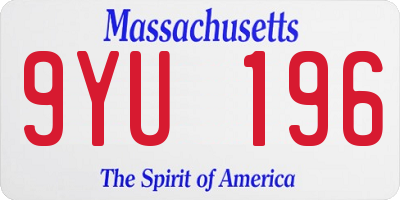 MA license plate 9YU196