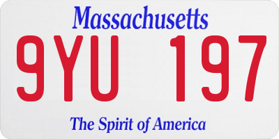 MA license plate 9YU197