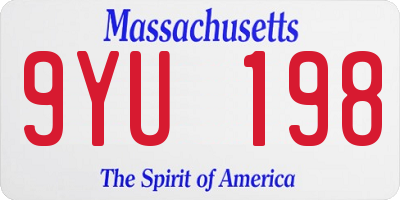 MA license plate 9YU198