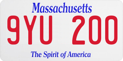 MA license plate 9YU200