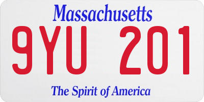 MA license plate 9YU201