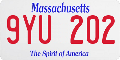 MA license plate 9YU202