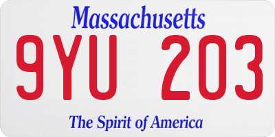 MA license plate 9YU203