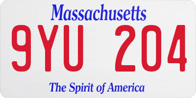 MA license plate 9YU204
