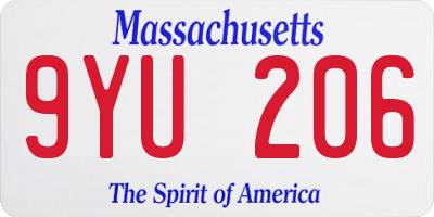 MA license plate 9YU206