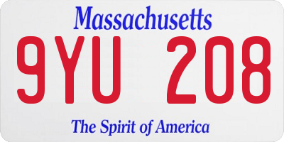 MA license plate 9YU208