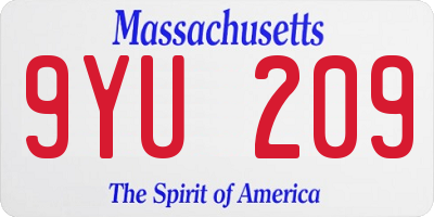 MA license plate 9YU209