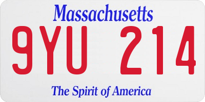 MA license plate 9YU214