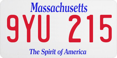 MA license plate 9YU215