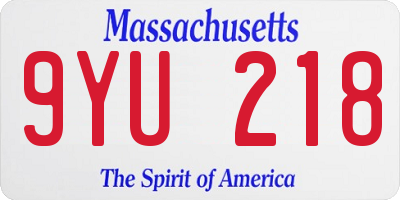 MA license plate 9YU218