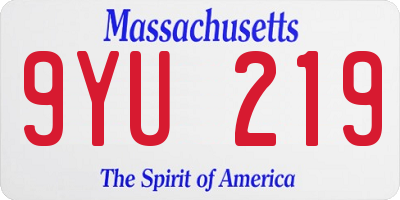 MA license plate 9YU219