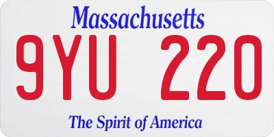 MA license plate 9YU220