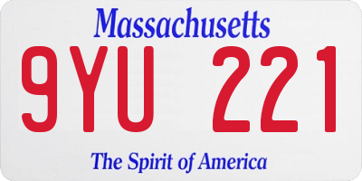 MA license plate 9YU221