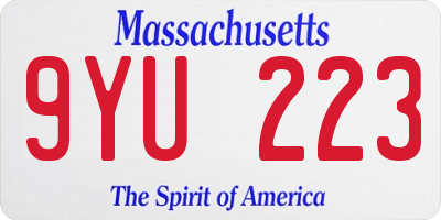 MA license plate 9YU223