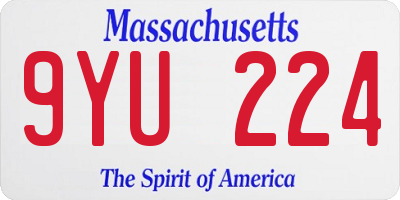 MA license plate 9YU224