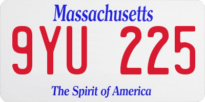 MA license plate 9YU225
