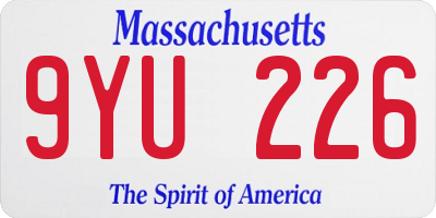 MA license plate 9YU226