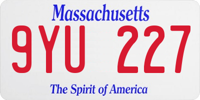 MA license plate 9YU227