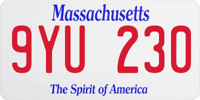 MA license plate 9YU230