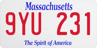MA license plate 9YU231
