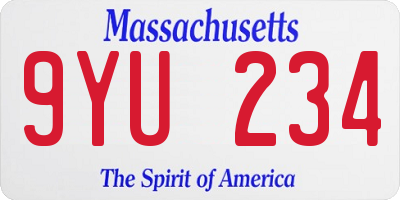 MA license plate 9YU234