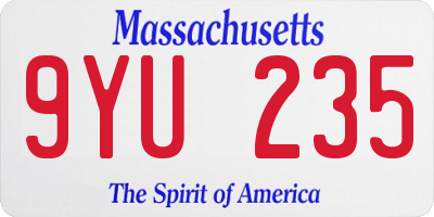 MA license plate 9YU235