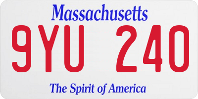 MA license plate 9YU240