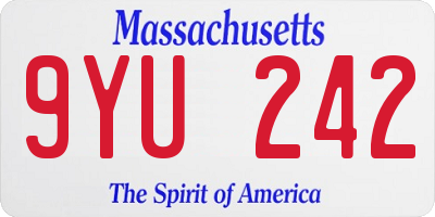 MA license plate 9YU242