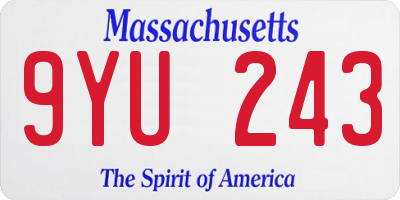 MA license plate 9YU243