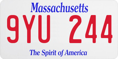 MA license plate 9YU244