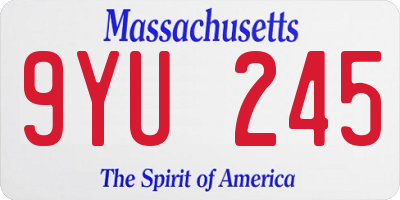 MA license plate 9YU245