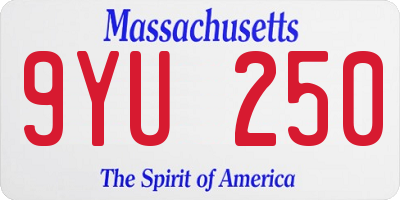 MA license plate 9YU250