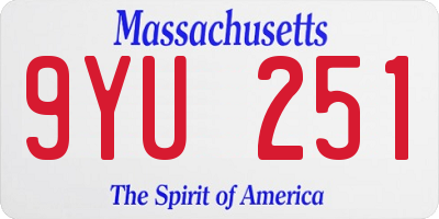 MA license plate 9YU251