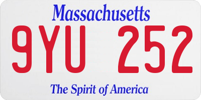 MA license plate 9YU252