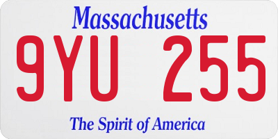 MA license plate 9YU255