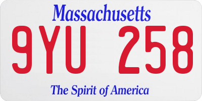 MA license plate 9YU258